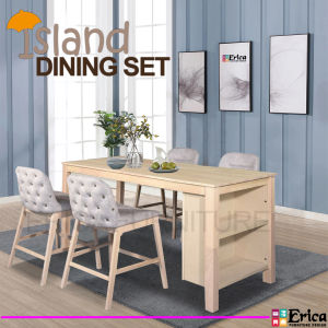 [Erica] Solid Rubber Wood Island Dining Table/ Dining Table/ Dining Set/ High Quality/ Free Shipping