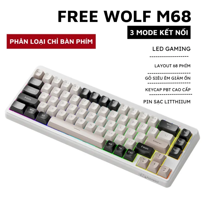 Bộ Bàn Phím Và Chuột Bluetooth FreeWolf M68 LED Pro Gõ Siêu Êm Pin Sạc Keycap PBT Cho Pc Lap | BigBuy360 - bigbuy360.vn Bộ Bàn Phím Và Chuột Bluetooth FreeWolf M68 LED Pro Gõ Siêu Êm Pin Sạc Keycap PBT Cho Pc Lap | BigBuy360 - bigbuy360.vn