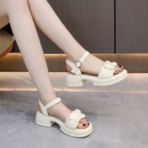 [Free Shipping] Womens Thick-Soled Sandals 2025 Summer New Versatile High-Quality Soft Leather Soft Sole Flat Beach Sandals