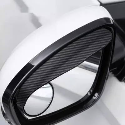 Car Side Rear View Mirror Rain Eyebrow Visor Carbon Fiber Look Sun Shade Snow Guard Weather Shield Cover 2pcs 2 in 1
