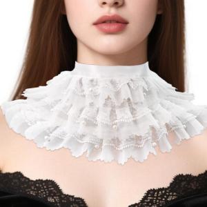 Rhinestones Embellished Three Lace Collar Necklace Adjustable Women Accessory For Office Parties