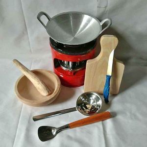 Mainan Masak Masakan Mini Anak Paket Cobek Talenan Kompor Bisa Nyala Gratis Sumbu