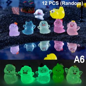 GY🌠🌠🌠 10-12pcs Luminous Halloween Pumpkin Ghost Ornaments Micro Landscape Resin Ghost Figures Statue Desktop Decoration Party Gifts