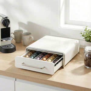 1-Tier K Cup Organizer Storage Box Easy To Clean Coffee Pod and Tea Bag Holder for Home Office Hotel Kitchen Dorm Counter