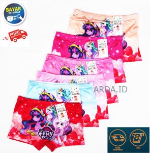 1 LUSIN | Celana Dalam BOXER anak Perempuan SATTIRE KIDS Motif PONY / CD Dalaman BALITA / SHORT anak Cewek IMPORT