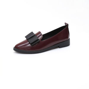 Free Shipping Spring Korean Style Bow Pointed Casual Low-Top Single-Layer Shoes WomenS Flat Low-Cut Simple Slip-On Commuter WomenS Leather Shoes