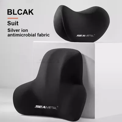 SEAMETAL Memory Foam Car Neck Pillow Protective Lumbar Back Support Breathable Car Headrest Cushion to Relieve Fatigue