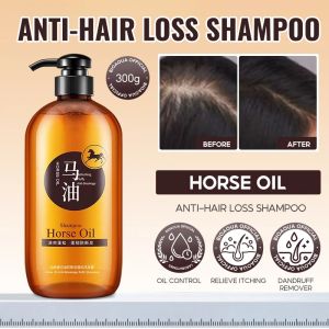 Horse Oil Anti-Breakage Fluffy Shampoo 300g Supple Moisturizing Shampoo Horse Oil Care Soft Hair Dandruff ​Anti-itching