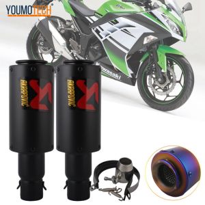 2 Inches/ 51mm Motorcycle Exhaust Muffler Pipe Akrapovic Canister Tail pipe Stainless Steel Universal For Honda Yamaha LC135 Mio Soul MIO SPORTY Suzuki RAIDE 150FI Kawasaki ninja 250 z300 Honda SONIC 150 Click 150 v1 v2 etc