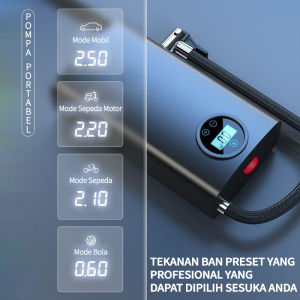 LIVING HOME Kompresor Udara LED Isi Ulang Inflator Ban Mobil Air Pump Tire Inflator Portable Mini Pompa Angin Elektrik Otomatis Pompa Ban Kompresor Mini Listrik Tampilan Cerdas Deteksi Tekanan Ban Nirkable