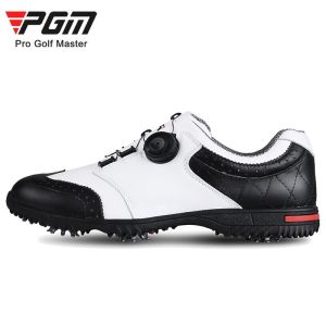 PGM Mens Golf shoes for men and males sneakers for Golf sports | Removable and replaceable shoes spikes Rotating Button shoelace | Non-slip waterproof breathable comfortable