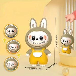 Labubu keychain with changeable face Popmart plush toy cartoon and cute design Labubu figurine