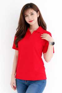 Kaos kerah polos wanita MERAH - kaos Kerah MERAH polos lengan pendek - kaos kerah cewek MERAH pendek - baju kerah polos wanita - kaos kerah cewek WINSTAR