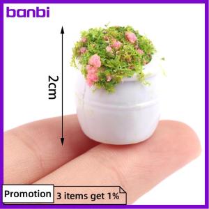banbi 1:12ตุ๊กตามินิเฟอร์นิเจอร์อุปกรณ์เสริม MINI Green Plant บอนไซกระถางดอกไม้