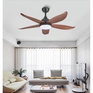 Quạt trần đèn 5 cánh 6 tốc độ gió3 chế độ đèn led phong cách hiện đại điều khiển từ xa cho phòng kháchngủ nhà hàng quán cafe (Động cơ DC lõi đồng)