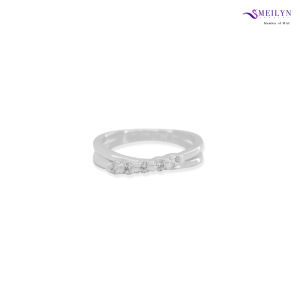 MEILYN Cincin Perak Fashion Wanita Motif Mata Baris Liora Lapis Emas Putih 0222250068