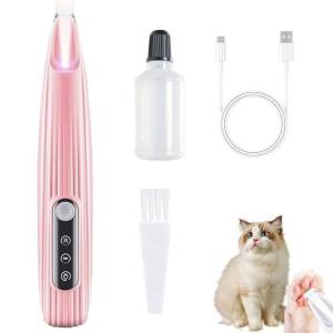 Electric Dog Clippers Low Noise Trimmer with LED Light USB Waterproof Shaver for Paws Eyes Ears & Face Grooming