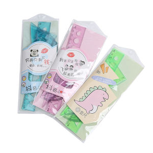 Bộ thước kẻ 20 cm nhựa dẻo trong cao cấp đa năng 4 món kèm túi siêu cute dễ thương