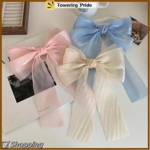 [Towering Pride] New Đen Trắng Sợi Bow Tóc Clip Cho Phụ Nữ Cô Gái Mùa Xuân Clip Trở Lại Đầu Kẹp Tóc Thời Trang Phụ Kiện Tóc