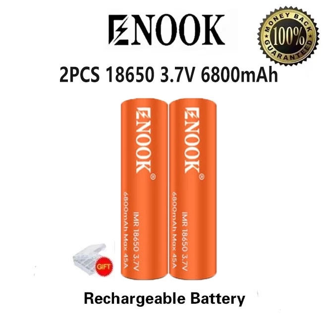 ENOOK Original Orange 18650 6800mAh 45A 3.7v Rechargeable battery ...