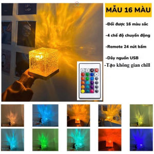 Đèn ngủ đèn bàn trang trí nghệ thuật sáng tạo có đèn chiếu sóng nước decor phòng đèn ngủ chill