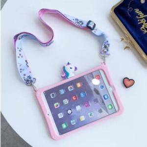 Casing for iPad mini 12345 iPad 234 iPad Air1/Air2 iPad 5th/6th Gen 9.7 iPad Pro 9.7 iPad 7th/8th Gen 10.2 iPad Air 3rd Gen 10.5 iPad Pro 10.5 iPad Pro 11 iPad Air 4th Gen 10.9 Rainbow Kids Silicone EVA Anti-fall Stand Case Cover with Strap