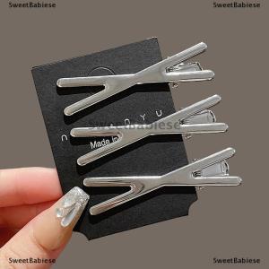 [COD] SweetBabiese 3pcs bạc kim loại mỏ vịt Clip phụ nữ tóc Clips Side bangs phụ nữ phụ nữ barrettes tóc phụ kiện