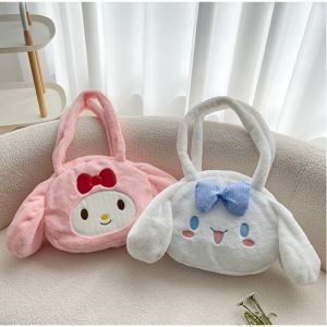 Sanrio My Melody Kuromi Cinnamoroll Kawaii Cute Anime Cartoon Peripheral Womens Plush Fashion Handbag Holiday Gift