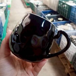 แก้วกาแฟ มีหูจับ แก้วสีดำ แก้วน่ารักๆ ทำจากเซรามิกเนื้อดี เข้าไมโครเวฟได้