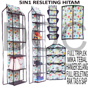 Rak Gantung Set Organizer 5 in 1 Kosmetik res (Rak Tas Rak Sepatu Rak Jilbab Rak Underwear Rak Kosmetik) FULL RESLETING