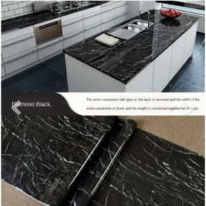 Roll Stiker Dapur dan Kamar Mandi Motif Marmer/Tile/Desain Kotak Aluminium Foil Warna-Warni Tahan Air