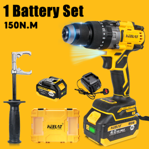 KEELAT150N.m Smart Cordless Impact Drill Heavy Duty Anti-Kickback Electric Screwdriver Professional Hammer Drill