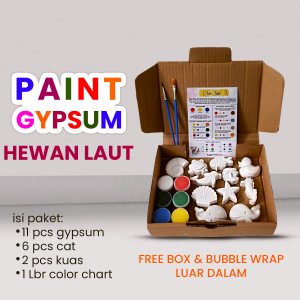 Set Lukis Gypsum untuk Anak - Paket Mewarnai Patung dengan cat & Kuas