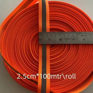 Pita Skotlet Lebar 2.5 cm hijau stabilo-Silver Kain Jaket lis kombinasi strip webbing baju rompi safety Scotlite Scotlight Reflective