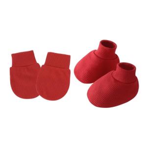 Newborns Hand Cover Foot Protectors Set for Baby Up to 6 Months Solid Color Gentle Cotton Fabric Gloves with Socks