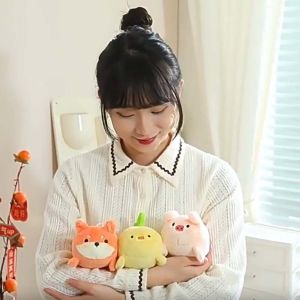 CRNGW PP Cotton Rotate Tail Plush Toy Mental Rabbit Pink Pig Plush Keychain Bag Accessories Beeping Chick Key Ring Kids