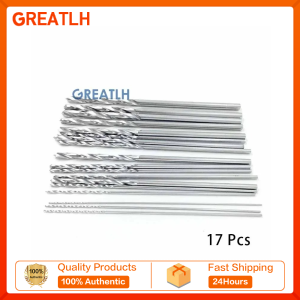 GREATLH 17pcs/set Stainless Steel Drill Bits Orthopedics Surgery Tool 0.8mm-4.8mm Autoclavable Drill Bits veterinary Pet 115mm Long