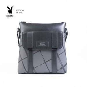 PLAYBOY รุ่น Vector กระเป๋าสะพายข้างผู้ชาย รหัส ST-B251PBM309-GY ดีไซน์ลายตารางสี่เหลี่ยมผืนผ้า สี Onyx Grey
