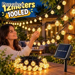 Solar String Lights Outdoor Waterproof 100 Led Crystal Ball 8 Modes Fairy Lights For Garden Patio Wedding Party Decor