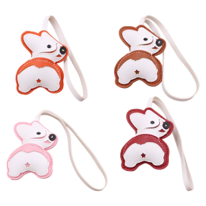 Playful Corgi Dog Keychain Pendant Stylish Design Keyring User Friendly PU Leather Ornament For Bags or Keys