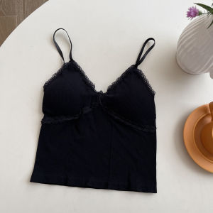 Ninabobo BR097 Tanktop Bra Renda Wanita Spaghetti Strap Crop Top V-Neck Slim Fit Kamisol Korea