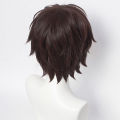 Rambut Sintetis Wig Dazai Osamu Wig Anime Bungo Stray Dogs Cosplay Pendek Coklat Hitam Tahan Panas Pesta Halloween + Topi Wig. 