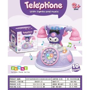 Musical Kuromi Telephone Toys For Kids with Lights Sound Baby Educational Learning Toys