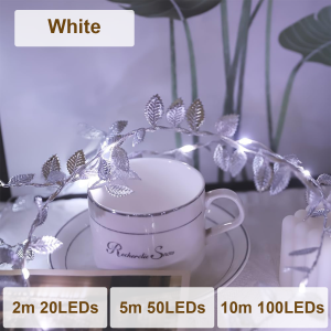 Flexible Copper Wire Leaf Lights Romantic Leaves Battery Operated Fairy Creative Led Lighting Golden Silver Diy Design Cool Decorative Twinkling Warm Holiday String White Cozy