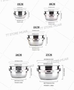 TTHUAN VINOR CLASSIC STAINLESS STEEL COOKING POT 5PCS THICK & HEAVY SUS 316 STAINLESS STEEL STOCK POT WITH HANGER |CAMPING POTS | OUTDOOR COOKING POT 经典加厚不锈钢汤锅