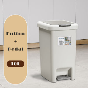 Vision ตะกร้าขยะพลาสติก6.5L/10L/15L/20L ถังขยะเปิดถังขยะที่เหยียบเหยียบถังขยะขั้นบันไดถังขยะสูงพร้อมฝาสำหรับห้องน้ำ/ห้องครัว/สำนักงาน/ลานบ้าน/สวนหลังบ้าน