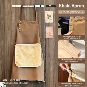 New Detachable Towel Apron Wipable Waterproof Stain-Resistant Kitchen Cooking Coffee Work Clothes