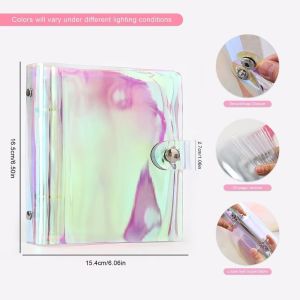 CHLOCH Holographic Giá đỡ tấm dập móng tay Bìa mềm Đầy màu sắc Hộp đựng thẻ Di động Lá rời Hộp đựng chống bụi Dành cho đĩa vuông tròn
