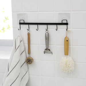 ราวตะขอแขวนของ ราวแขวน 6 ตะขอ ที่แขวนของอเนกประสงค์ ที่ติดผนังกันน้ํา รุ่นไม่ต้องเจาะ ติดกับผนังผิวเรียบ รับน้ําหนักได้ดี