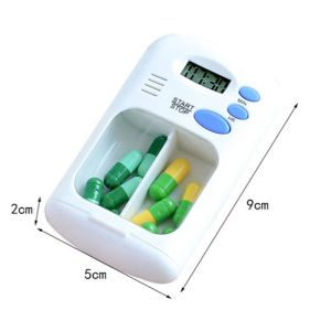 Pill Case Mini Portable Reminder Drug Box Storage Plastic Pill Box WithTimer Weekly Pillbox Medication Organizer Alarm Case